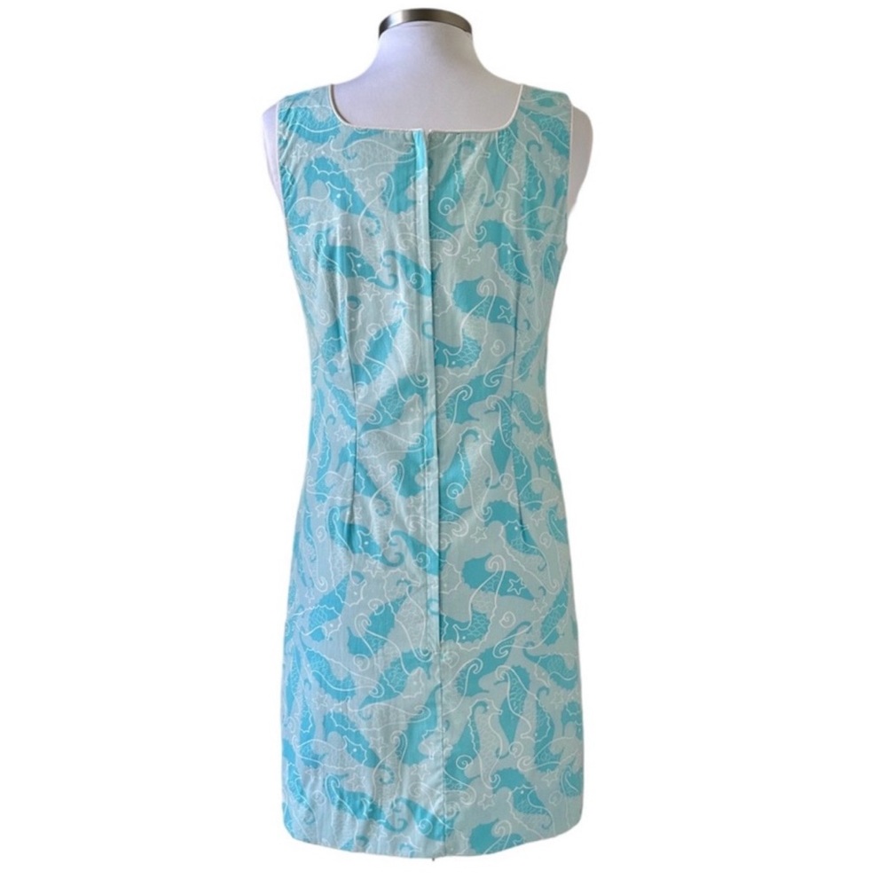 Lilly Pulitzer Sleeveless Krista Shift Dress in Scuba Blue Seahorse Size 4 - Picture 5 of 8